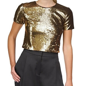 Michael Michael Kors Gold Sequins Crop Top - NWT - Size L